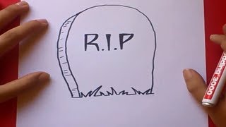 Como dibujar una lapida paso a paso  How to draw a tombstone [upl. by Bell]