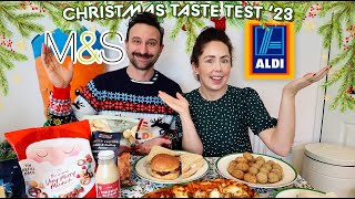 ALDI AND MampS CHRISTMAS TASTE TEST DECEMBER 2023  New In Christmassy Food Taste Test [upl. by Inalak]