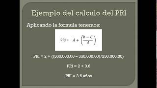 Cálculo del Período de Recuperación de la Inversión PRI [upl. by Abigail]