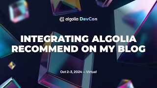 Integrating Algolia Recommend with my blog  Raymond Camden [upl. by Rayner]