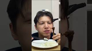 A man eat a lot of rice with half a chicken leg riceman rice challenge facts spongebobmeme [upl. by Iffar]