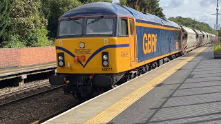 69011 GBRf 6E86 sand wagons with “Signalman Willie Taylor” 66308 on tow 1320 21E Lea Road 2792024 [upl. by Ogilvie]