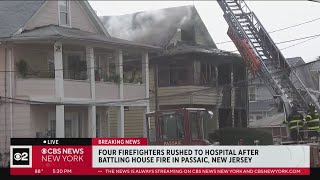 4 firefighters hurt battling Passaic house fire [upl. by Gunzburg991]