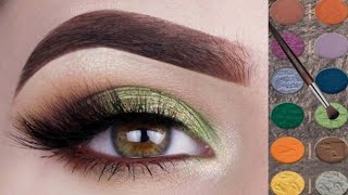 Pista color eyes makeup tutorial for beginners  parrot color eyes makeup  eyes makeup [upl. by Brookes]