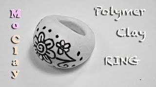 DIY Polymer Clay Tutorial Drawn Ring  Arcilla polimérica Anillo  Argilla polimerica Anello [upl. by Ynattib879]