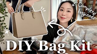 Making a Leather Tote as a Beginner Hand Sewing Only Babylon Leather DIY Kit Sewing Review [upl. by Yspyg]