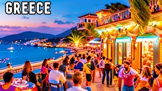 Acharavi Corfu Greece  Greek night Corfu 4K  Nightlife Greece [upl. by Neleh]