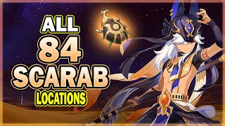 All 84 Scarab Locations  Efficient Farming Route  Cyno Ascension Material  Genshin Impact [upl. by Ronnholm]