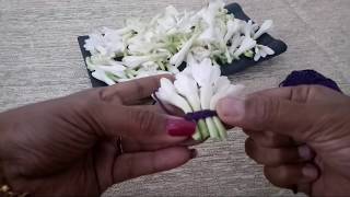 How to tie Sampangi Flower garland  Tube rose Garland  120 [upl. by Ecnerolf406]