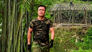 Diary of 1 year living in the forest clearing grass building bamboo houses  STRONG MAN HG [upl. by Einal971]