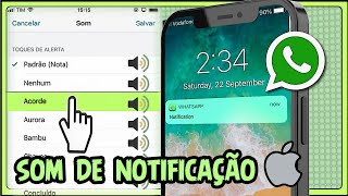 Como Colocar Som de Notificação Personalizado no WhatsApp iphone [upl. by Auqinot]