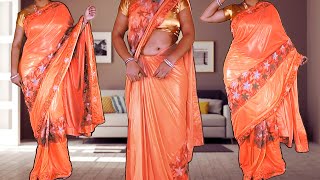 Lycra Saree Draping Style  Shimmer Saree Wearing Style  Bollywood Style Lycra Saree Draping [upl. by Martsen411]