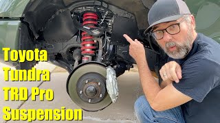 2020 Toyota Tundra TRD Pro Suspension Walkaround  See What Makes it OffRoad Ready [upl. by Adamok908]