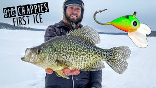 Ice Fishing BIG First Ice Crappies With NEW LURE [upl. by Namlaz]