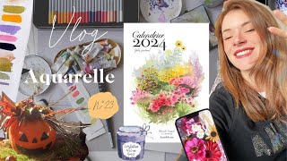 Vlog aquarelle n°23  Tout mon processus créatif du Calendrier 2024 🌈 📆✨ [upl. by Enrahs]