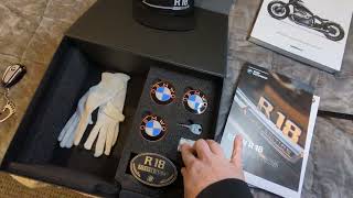 BMW R18 First Edition welcome kit unboxing [upl. by Anolahs414]