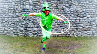 Happy Leprechaun Dance Try Not To Laugh 🍀 St Patricks Day Hula Hoop Jig To Irish Song 🍀 Shorts [upl. by Viv]