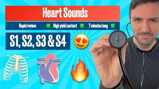 Heart sounds for beginners 🔥 🔥 🔥 S1 S2 S3 amp S4 BACKGROUND MUSIC REMOVED heartsounds [upl. by Helbonna528]