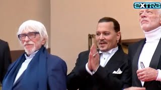 Johnny Depp Gets Standing Ovation in Cannes COMEBACK [upl. by Suolekcin726]