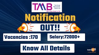 TMB Bank Notification 2024  170 Vacancies for Senior Customer Service Executive  Know all details [upl. by Procter]