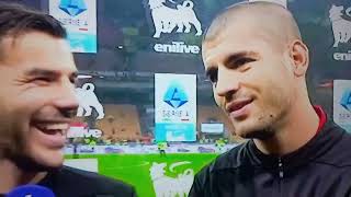 Theo Hèrnandez e Alvaro Morata intervista postpartita MilanLecce30 [upl. by Adorne350]