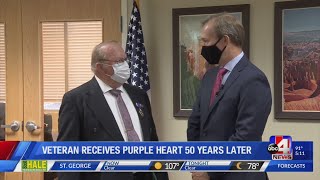 Congressman Ben McAdams honors Utah veteran with purple heart medal [upl. by Anitsihc]