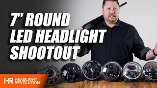 7 Inch Round LED Headlight Shootout  2019  Headlight Revolution [upl. by Ellehcyt]