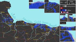 WWII  Normandy landings DDay Every Minute  諾曼第登陸，每分鐘194466 [upl. by Innep]