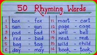 50 rhyming words  rhyming words 50 English  rhyming words 50 easy  yamak julnare shabd angreji [upl. by Aimahc]