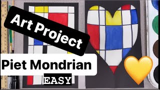 Mondrian Drawing for Kids  with PAINT  Step by Step mrschuettesart [upl. by Eirrek]