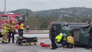 Car flips over after police chase ends in crash [upl. by Georgy196]