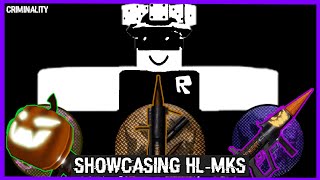 Showcasing All HLMKs 1 2 and 3 in Roblox Criminality 🎃 [upl. by Cyprus452]