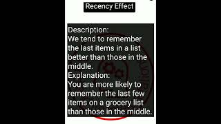 Recency Effect cognitive biases psychology facts about human behaviour and thoughts english [upl. by Ayak]