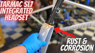 DRIPPING RUST REPLACING TARMAC SL7 INTEGRATED HEADSET BEARINGS HOW TO CHANGE INTEGRATED [upl. by Mount]