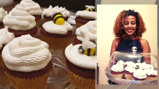 REDVELVET CUPCAKES Recipe  Easy Cupcakes  Bumblebee Cake የሬድ ቬልቬት ካፕኬክ አሰራር [upl. by Dredi]