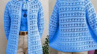 Amazing 😍 Crochet Women Sweater Cardigan Top Pattern free [upl. by Latton]