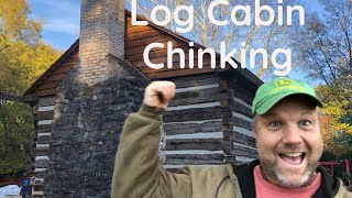 Chinking and Daubing a Historic Log Cabin circa 1820 logcabin restoration [upl. by Bernj]