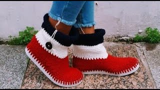 TUTORIAL 😍 Botas tejidas a crochet CON SUELA 🤗 paso a paso [upl. by Rothmuller]