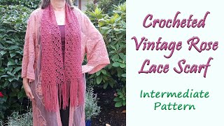 CROCHET Vintage Rose Lace Scarf [upl. by Truda650]