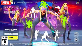 LADY GAGA Fortnite doing all BuiltIn Emotes and Funny Dances シ [upl. by Ahtoelc]