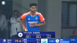 Mayank Yadavs shocking fast bowling took the wicket in the first T20 match of India vs Bangladesh [upl. by Eruza128]