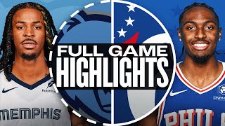 GRIZZLIES at 76ERS  FULL GAME HIGHLIGHTS  November 2 2024 [upl. by Berlyn]