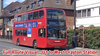 Full Route Visual  London Bus Route U1  Ruislip Station to West Drayton Station  TE1749 SN09CGO [upl. by Ronnica]