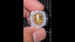 Cat Eye Chrysoberyl 7crt NH SRILANKA Ring Gold Diamond [upl. by Devondra]