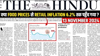 13 November 2024 Current Affairs  Today Hindu Newspaper  Inflation In Food prices WMO Pelicans [upl. by Baniaz]