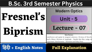 Fresnels Biprism  BSc 3rd Semester Physics  Unit5  L07  Modern Optics [upl. by Patrich]