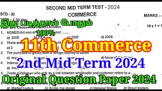 11th Commerce 2nd Mid term Question Paper 2024  Important Model  11th Commerce second Mid term [upl. by Sayed]