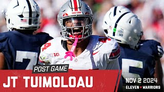 JT Tuimoloau talks about Ohio States big win over Penn State on Saturday [upl. by Grannie647]