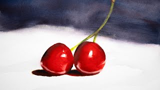 Basic watercolor techniques  two cherries [upl. by Willey123]