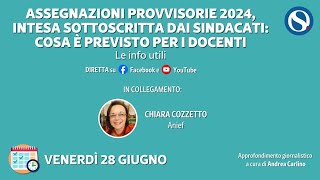 Assegnazioni provvisorie 2024 INTESA sottoscritta dai sindacati cosa è previsto per i docenti [upl. by Willabella]